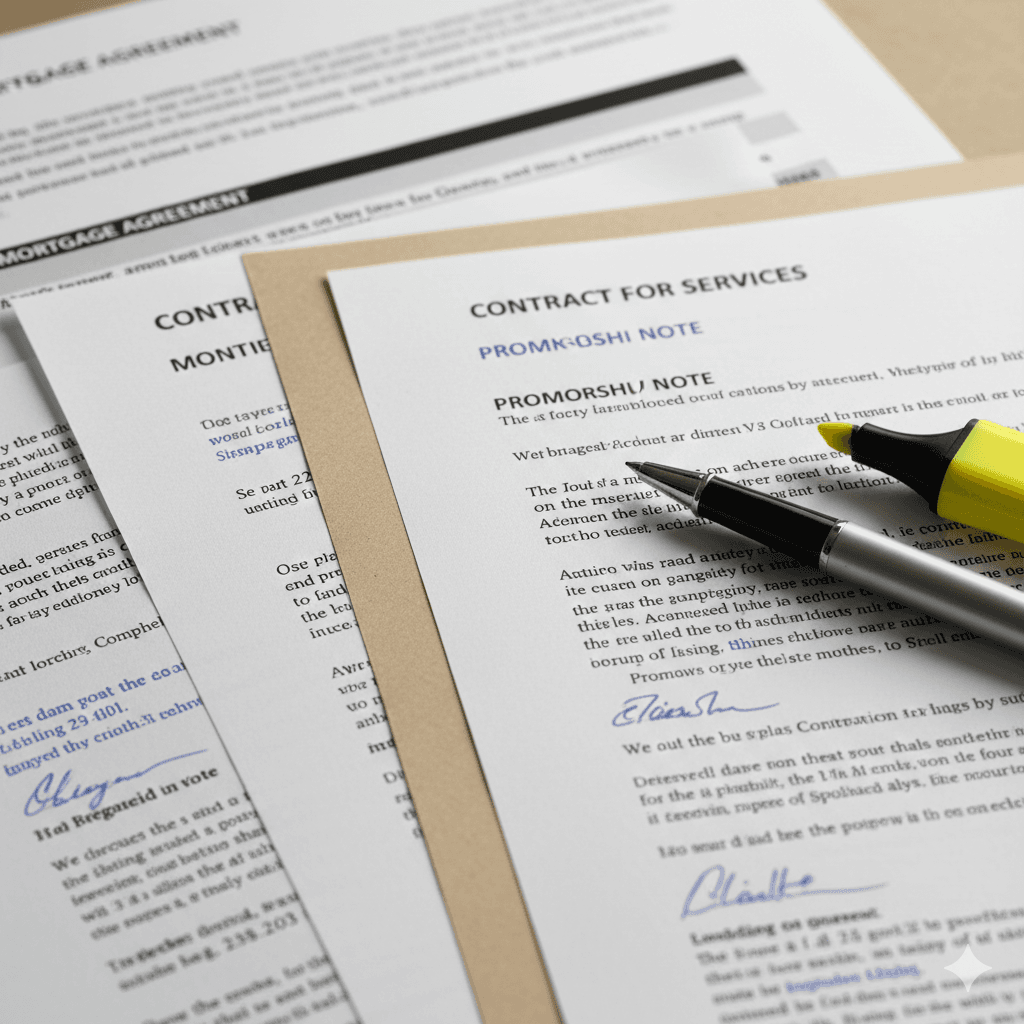 Close-up Legal Financial Documents with Pen